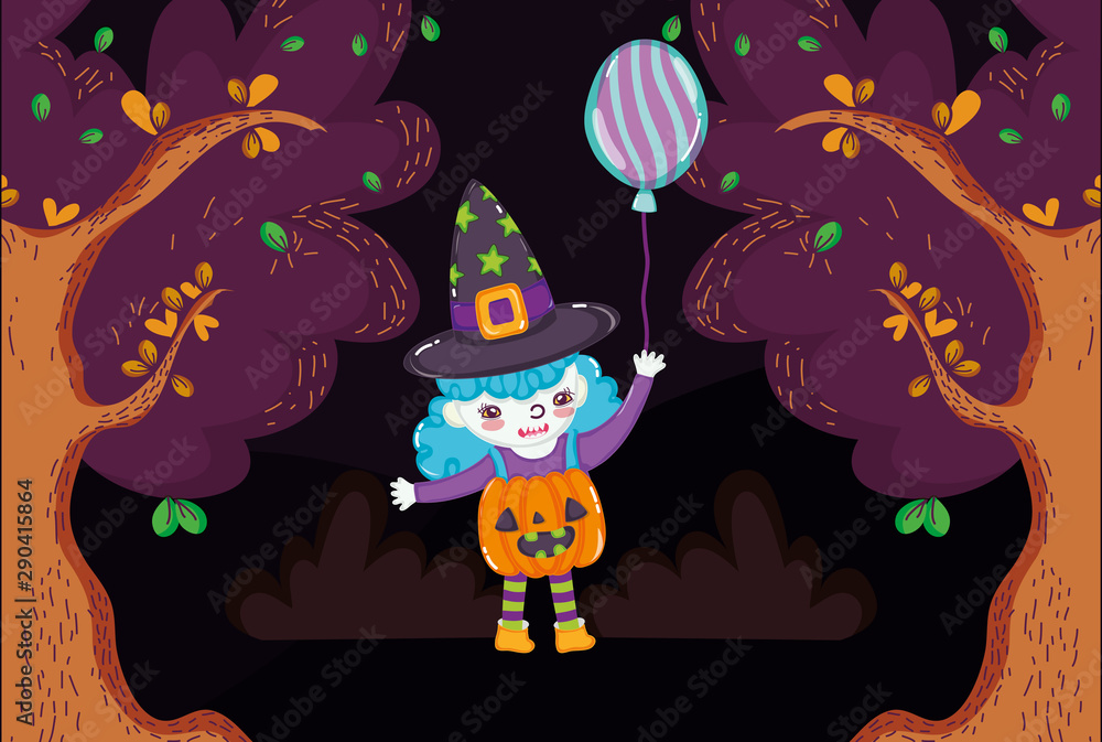 Naklejka premium kids with costume halloween image