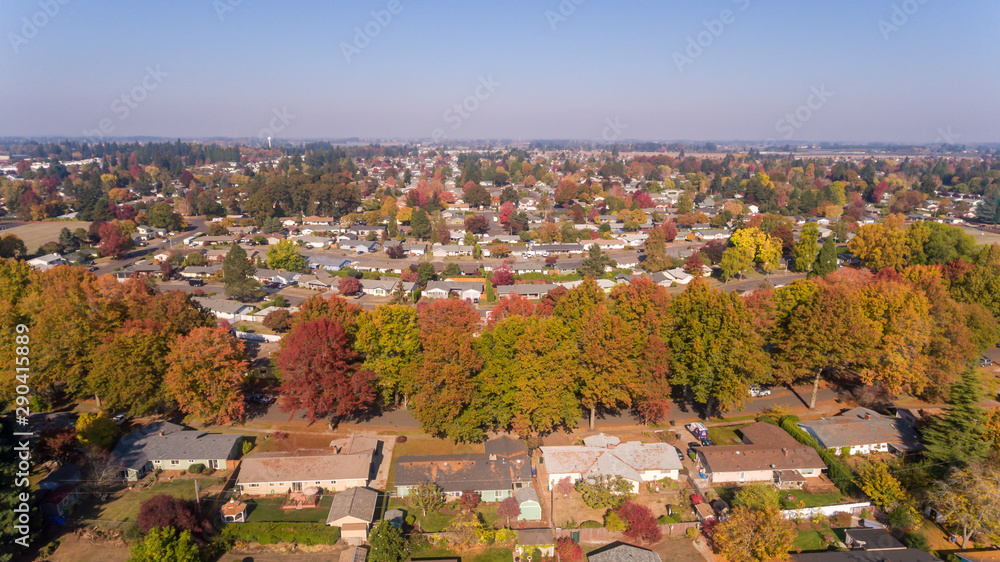 Aerial view of Salem Oregon in the Fall
