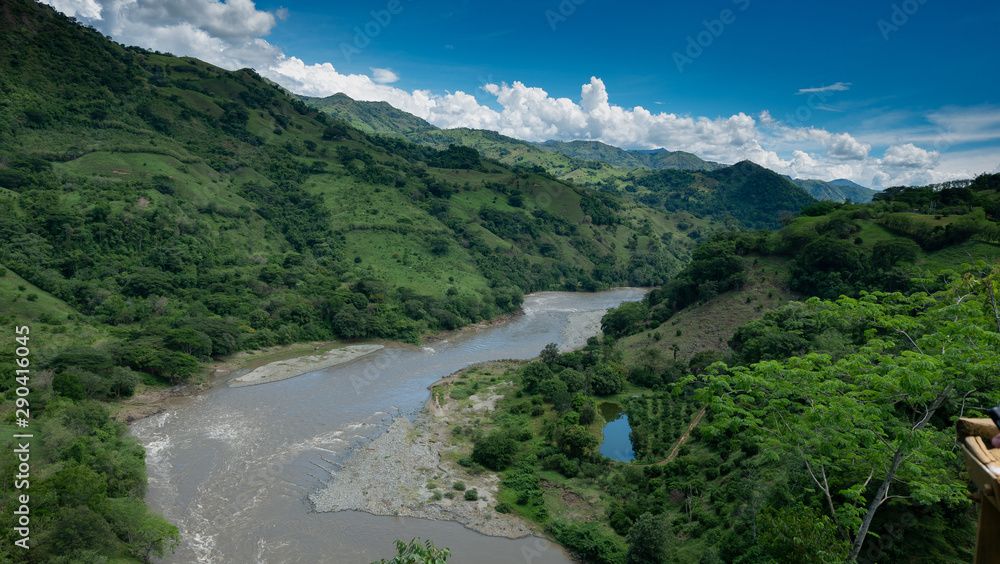 Río entre montañas, paisaje de las cordilleras de Colombia, Río entre montañas, paisaje de las cordilleras de Colombia,