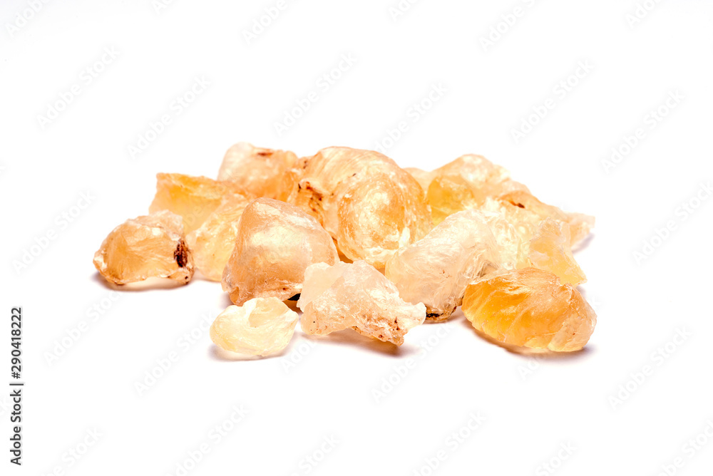 Closeup of Gum arabic pieces Closeup of Gum arabic pieces