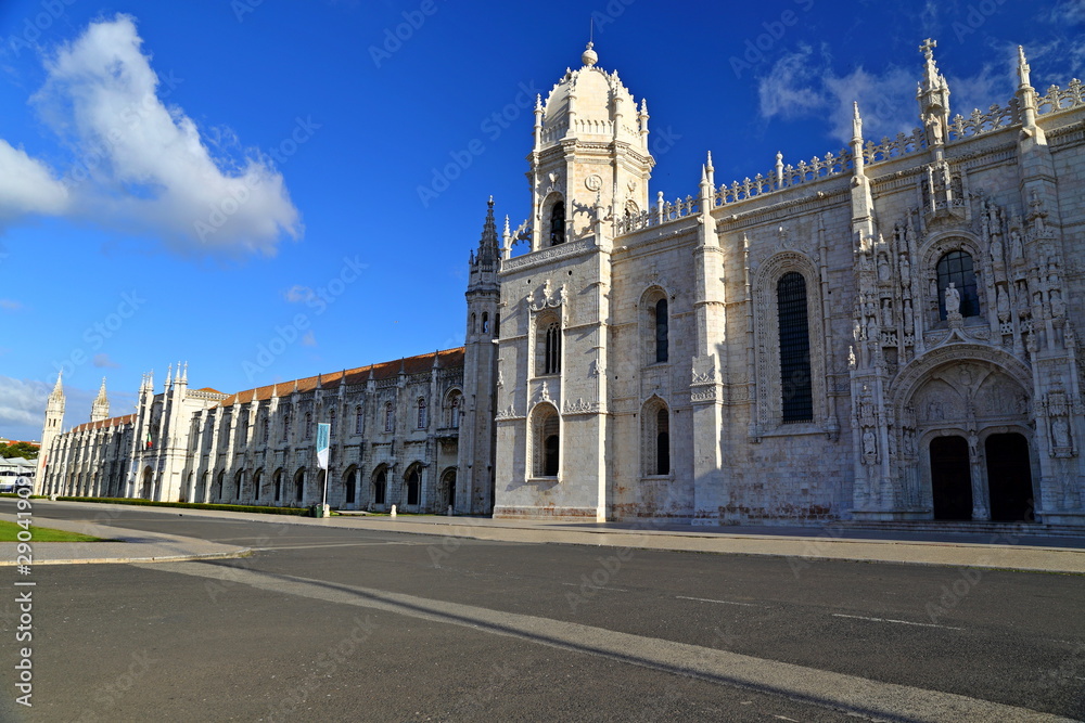 Mosteiro dos Jeronimos in Belem in Lisbon, historic monastery in Portugal (UNESCO World Heritage Site)