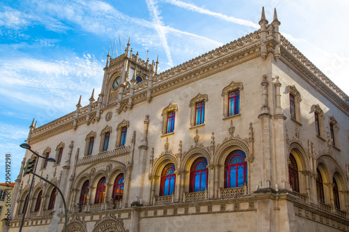 Fototapeta Naklejka Na Ścianę i Meble -  Colorful buildings of Lisbon historic center near landmark Rossio Square