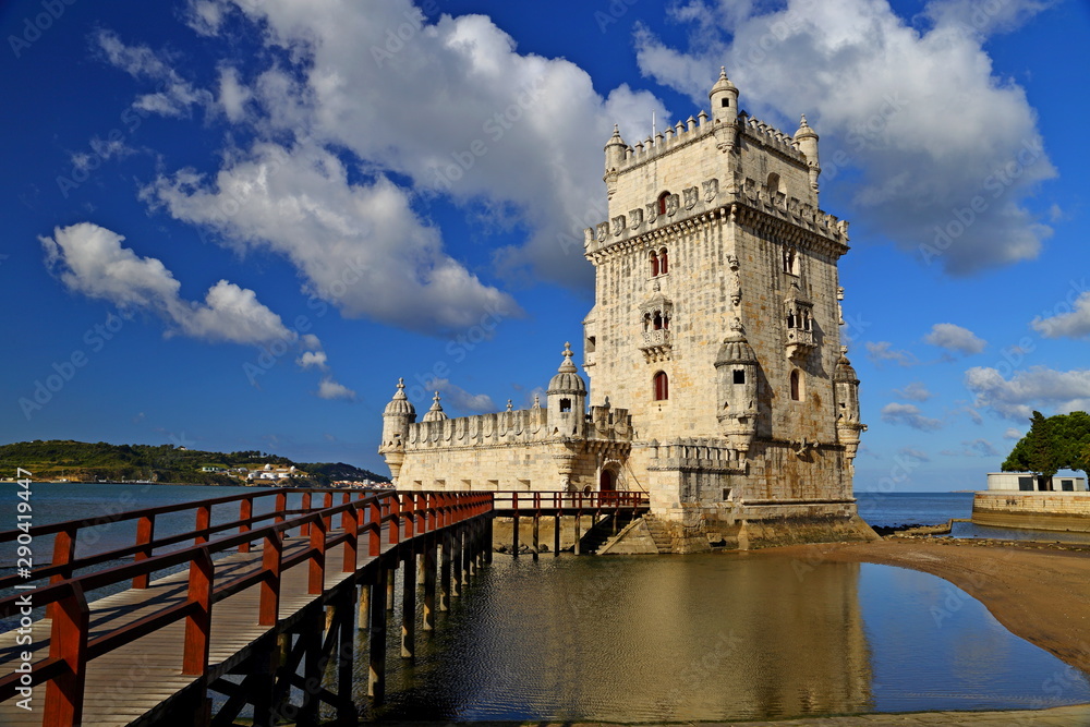 Belem Tower (Torre de Belém), the Tower of Saint Vincent a fortification located in Lisbon Portugal