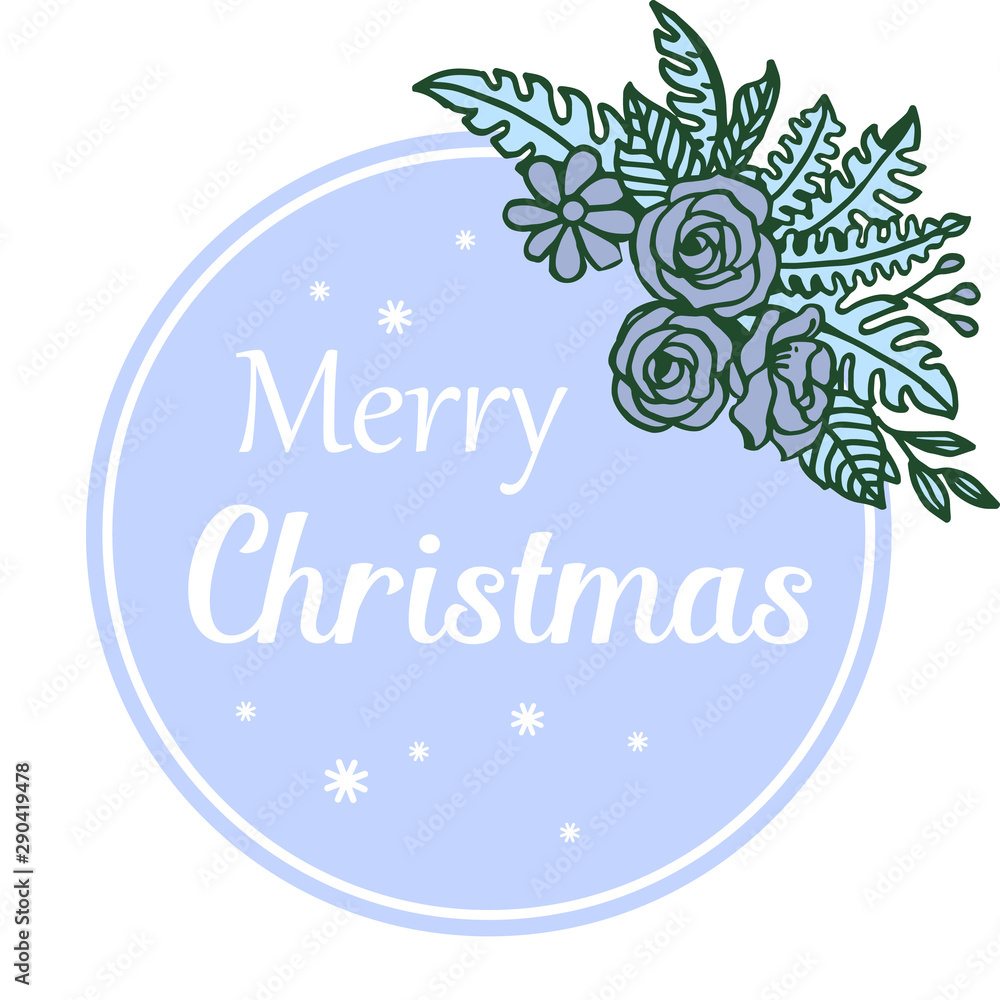 Naklejka premium Ornament decorative of blue leaf flower frame, for greeting card merry christmas. Vector