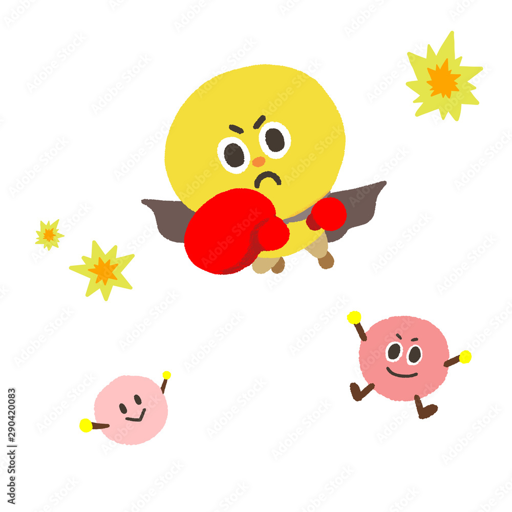 攻撃する善玉菌 手書き風 キャラクターイラストセット Stock Illustration Adobe Stock