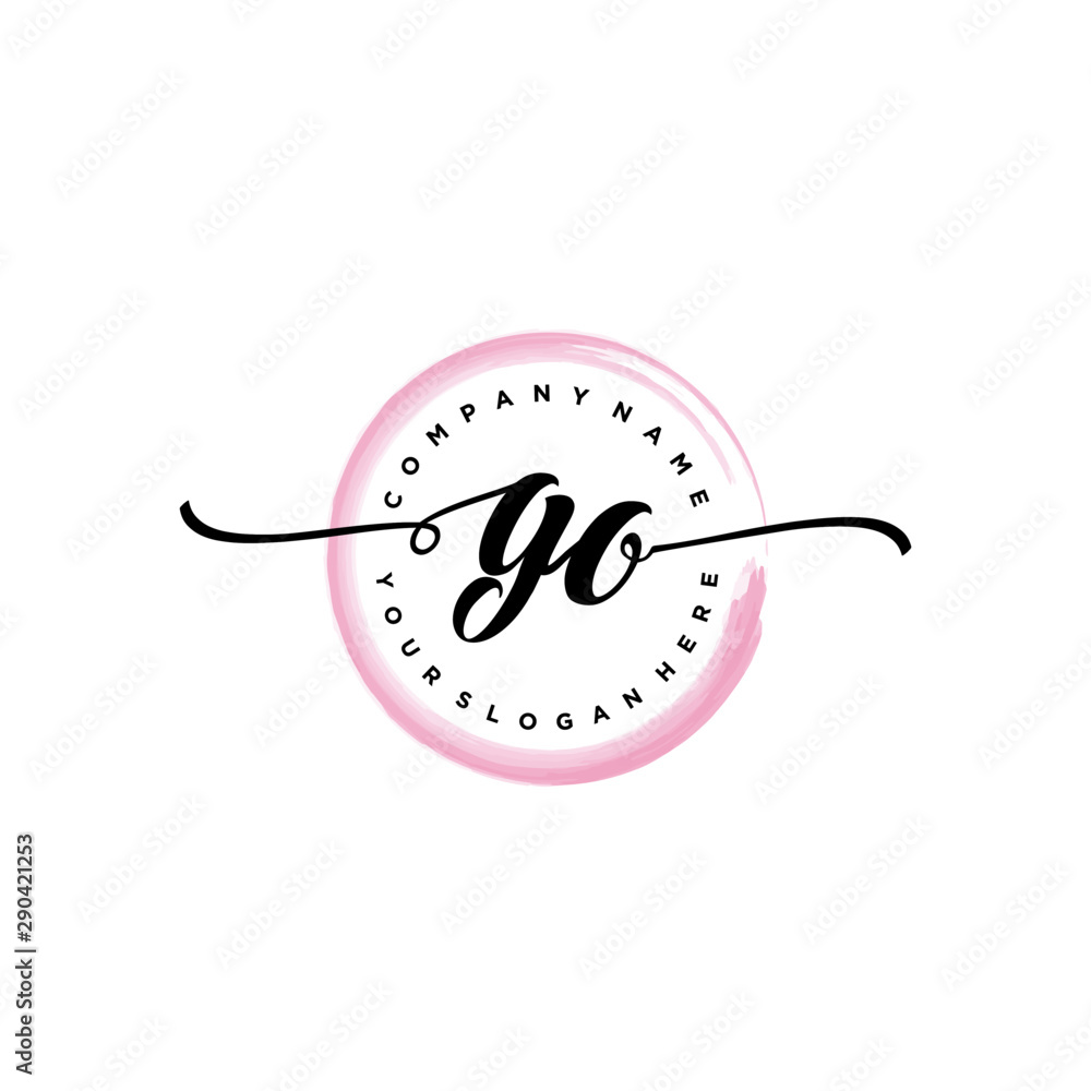 GO initial handwriting logo template. round logo in watercolor color with handwritten letters in the middle. Handwritten logos are used for, weddings, fashion, jewelry, boutiques and business GO initial handwriting logo template. round logo in watercolor color with handwritten letters in the middle. Handwritten logos are used for, weddings, fashion, jewelry, boutiques and business