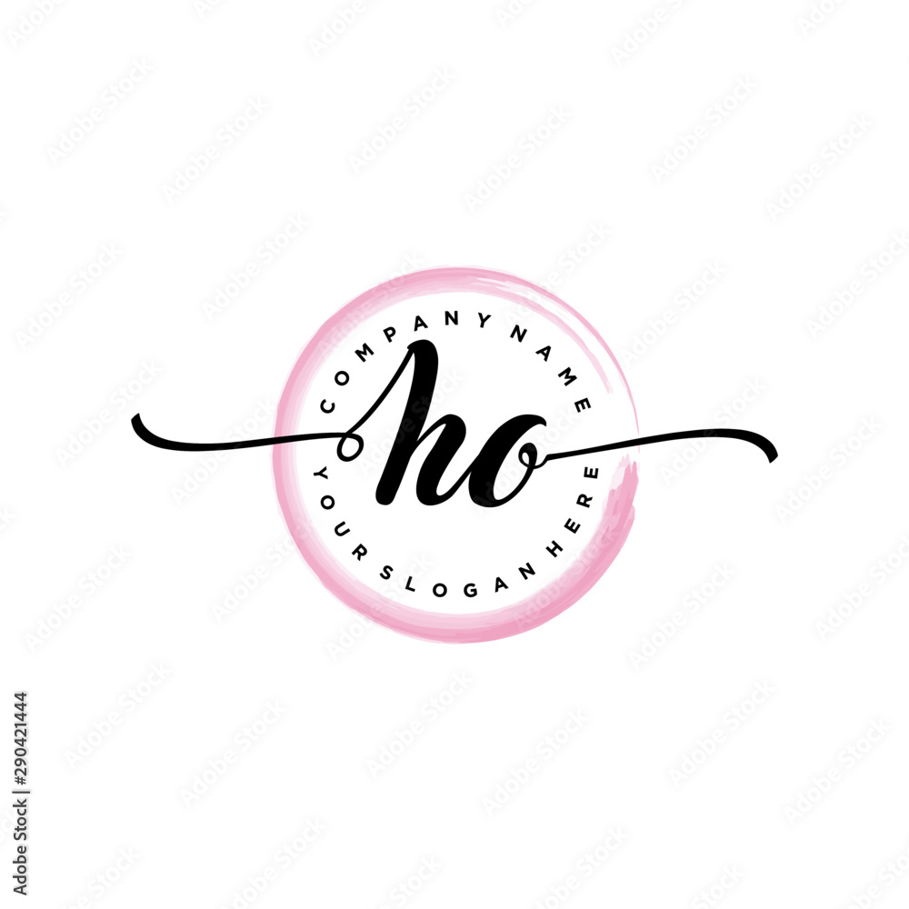 HO initial handwriting logo template. round logo in watercolor color with handwritten letters in the middle. Handwritten logos are used for, weddings, fashion, jewelry, boutiques and business HO initial handwriting logo template. round logo in watercolor color with handwritten letters in the middle. Handwritten logos are used for, weddings, fashion, jewelry, boutiques and business