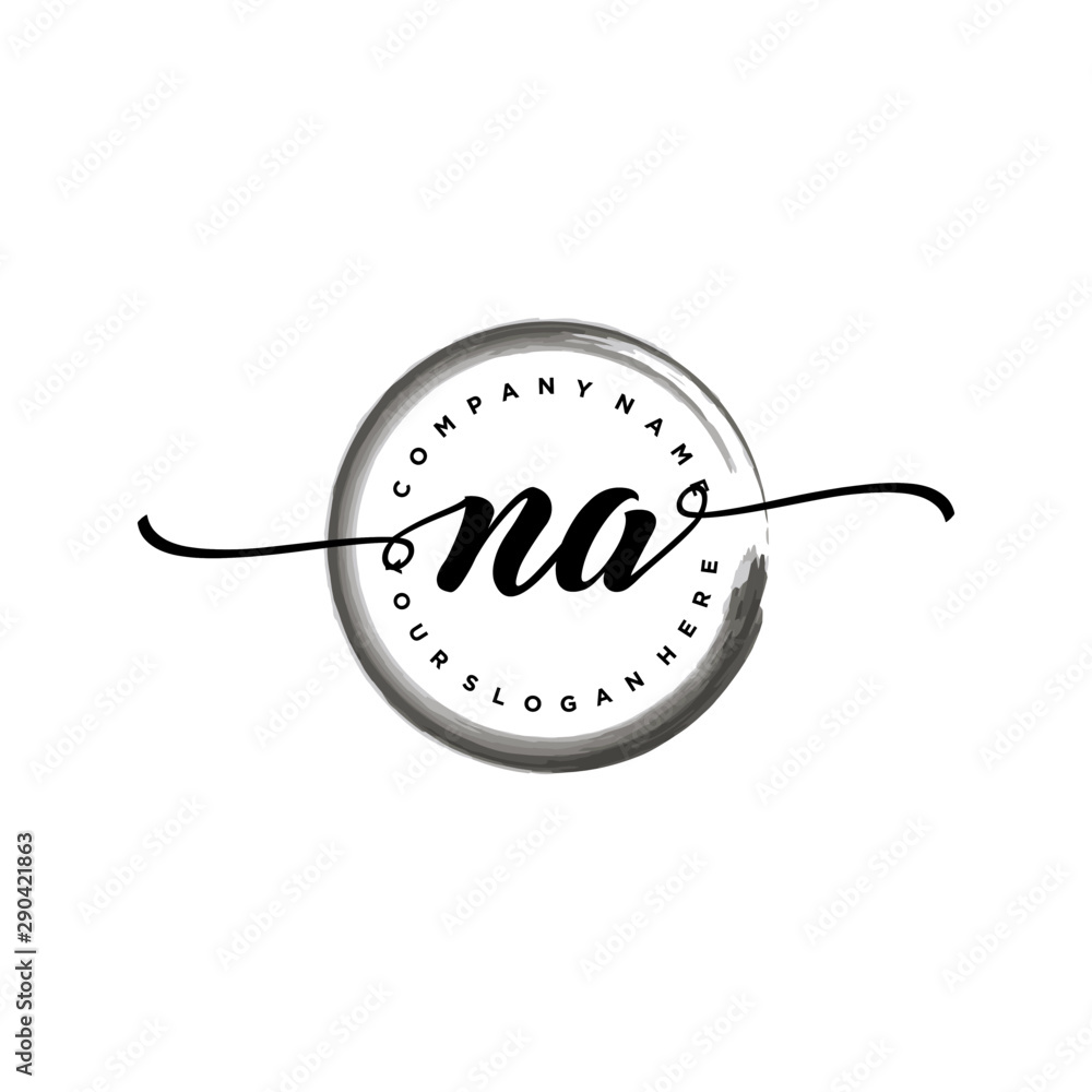 NA initial handwriting logo template. round logo in watercolor color with handwritten letters in the middle. Handwritten logos are used for, weddings, fashion, jewelry, boutiques and business NA initial handwriting logo template. round logo in watercolor color with handwritten letters in the middle. Handwritten logos are used for, weddings, fashion, jewelry, boutiques and business
