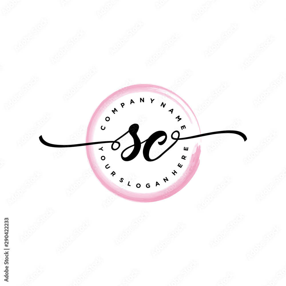 SC initial handwriting logo template. round logo in watercolor color with handwritten letters in the middle. Handwritten logos are used for, weddings, fashion, jewelry, boutiques and business SC initial handwriting logo template. round logo in watercolor color with handwritten letters in the middle. Handwritten logos are used for, weddings, fashion, jewelry, boutiques and business