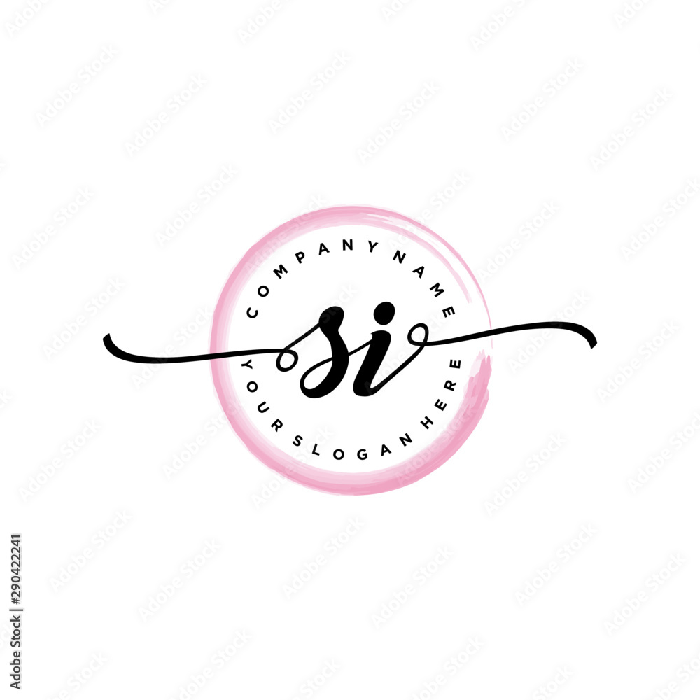 SI initial handwriting logo template. round logo in watercolor color with handwritten letters in the middle. Handwritten logos are used for, weddings, fashion, jewelry, boutiques and business SI initial handwriting logo template. round logo in watercolor color with handwritten letters in the middle. Handwritten logos are used for, weddings, fashion, jewelry, boutiques and business