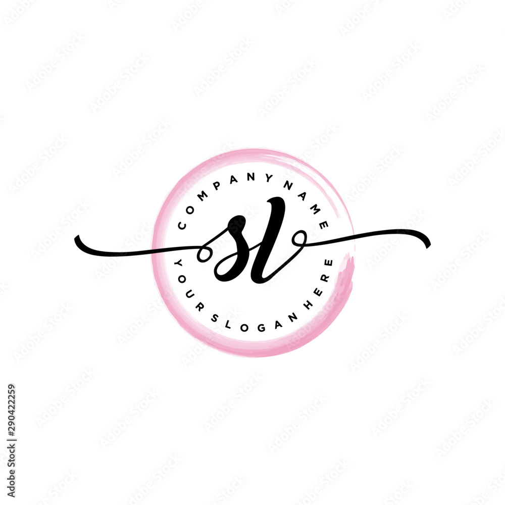 SL initial handwriting logo template. round logo in watercolor color with handwritten letters in the middle. Handwritten logos are used for, weddings, fashion, jewelry, boutiques and business SL initial handwriting logo template. round logo in watercolor color with handwritten letters in the middle. Handwritten logos are used for, weddings, fashion, jewelry, boutiques and business