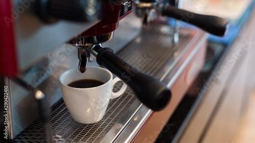 black coffee morning on coffee maker