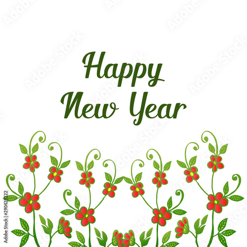 Motif of floral frame background with elegant text happy new year. Vector © StockFloral