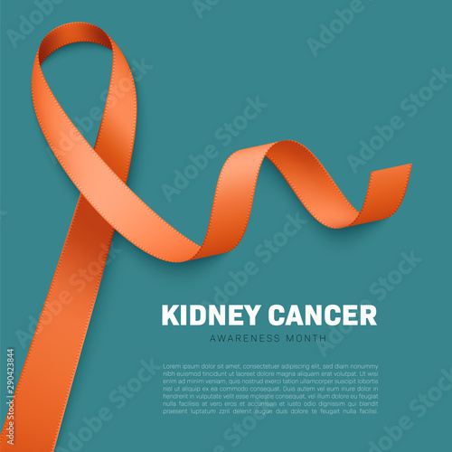 Realistic orange ribbon. Symbol of multiple sclerosis, leukemia, kidney cancer awareness