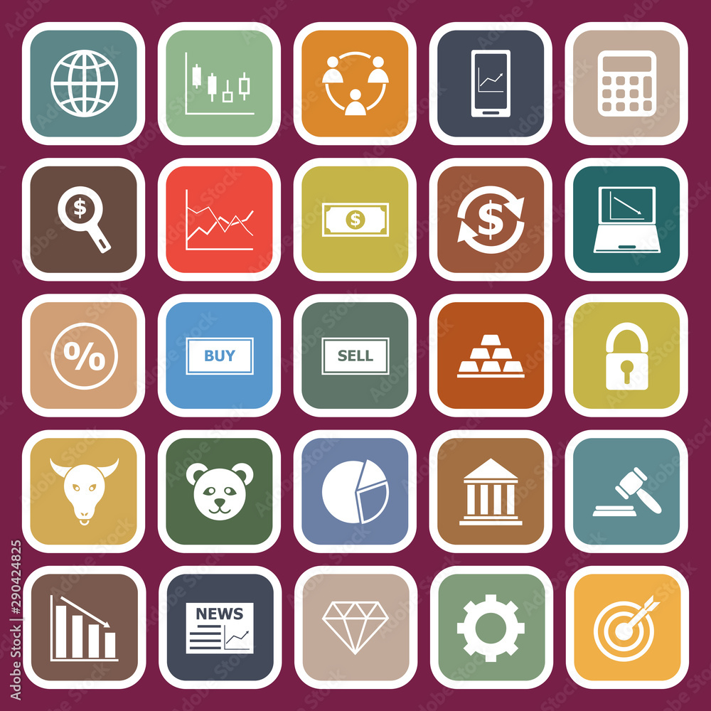 Forex flat icons on red background Forex flat icons on red background
