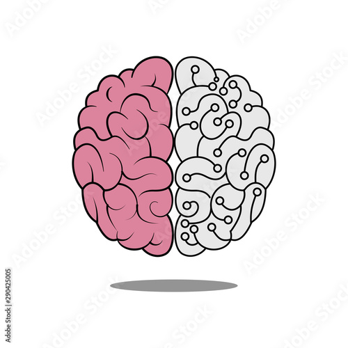 Artificial Intelligence AI icon. Flat style. cybernetics concept. Isolated on white background.  