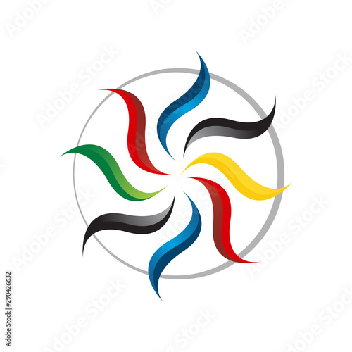 colorful circle group of people togetherness unity logo design vector symbol Illustration