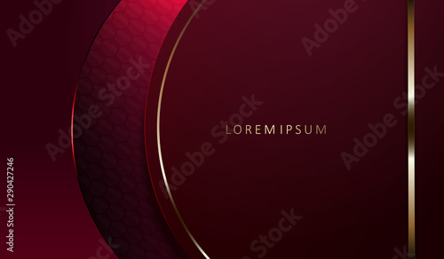 Abstract dark composition with a round frame in pink and a stripe of golden hue