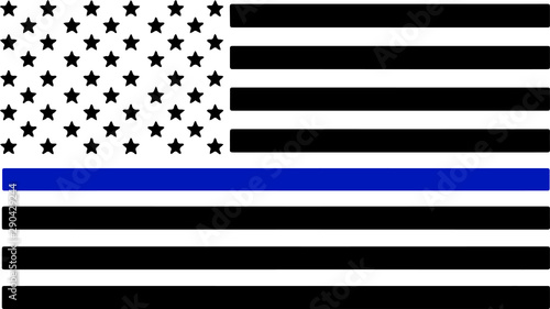 Thin Blue Line Police Support Vector Silhouette 