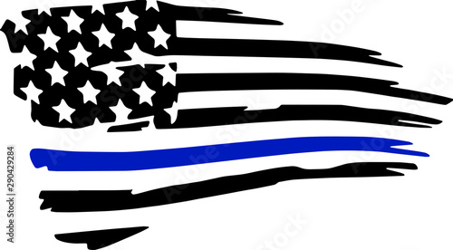 Thin Blue Line Police Support Vector Silhouette 