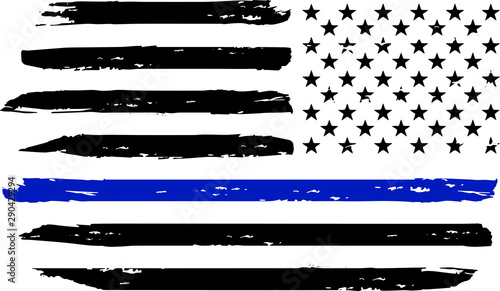 Thin Blue Line Police Support Vector Silhouette 