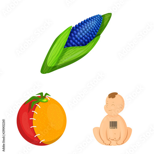 Vector design of modified and genetically symbol. Collection of modified and science stock vector illustration.