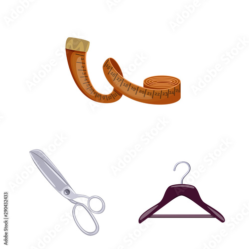 Vector design of atelier and sewing sign. Collection of atelier and tailoring vector icon for stock.