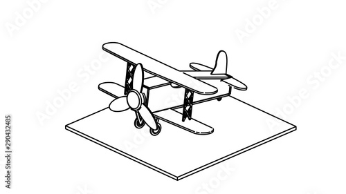 line art for coloring book airplane 