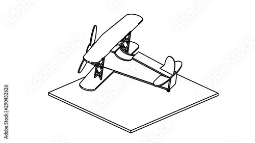 line art for coloring book airplane 