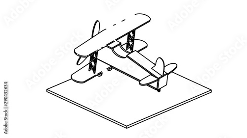 line art for coloring book airplane 
