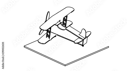 line art for coloring book airplane 