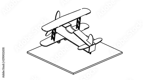 line art for coloring book airplane 