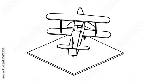 line art for coloring book airplane 