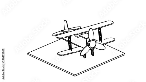line art for coloring book airplane 