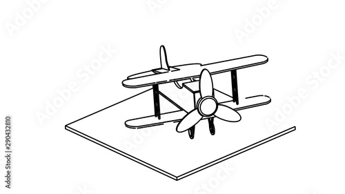 line art for coloring book airplane 