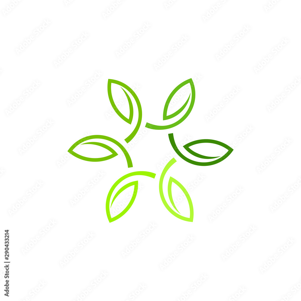 leaf line outline logo design stock vector