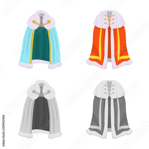 Vector illustration of material and clothing sign. Collection of material and garment vector icon for stock.