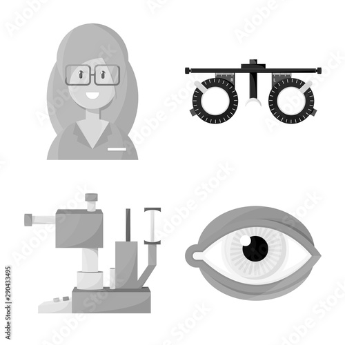 Vector illustration of medicine and technology logo. Collection of medicine and eyesight vector icon for stock.