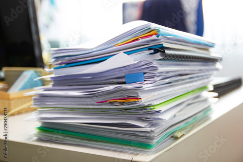 file folder and Stack of business report paper file on the table