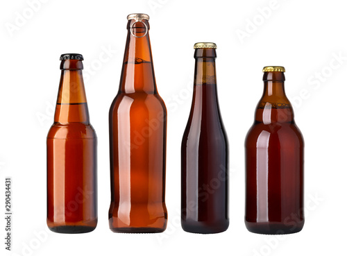 brown beer bottles isolated