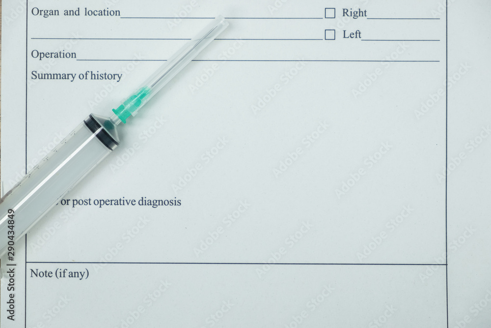 syringes with chart Case history Stock Photo Adobe Stock