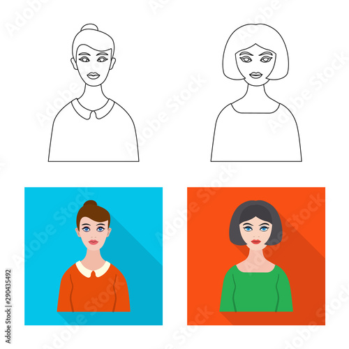 Vector illustration of hairstyle and profession icon. Collection of hairstyle and character stock vector illustration.