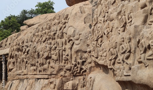 Arjuna's Penance Main Entrance Sculpture Art closeup Mahabalipuram