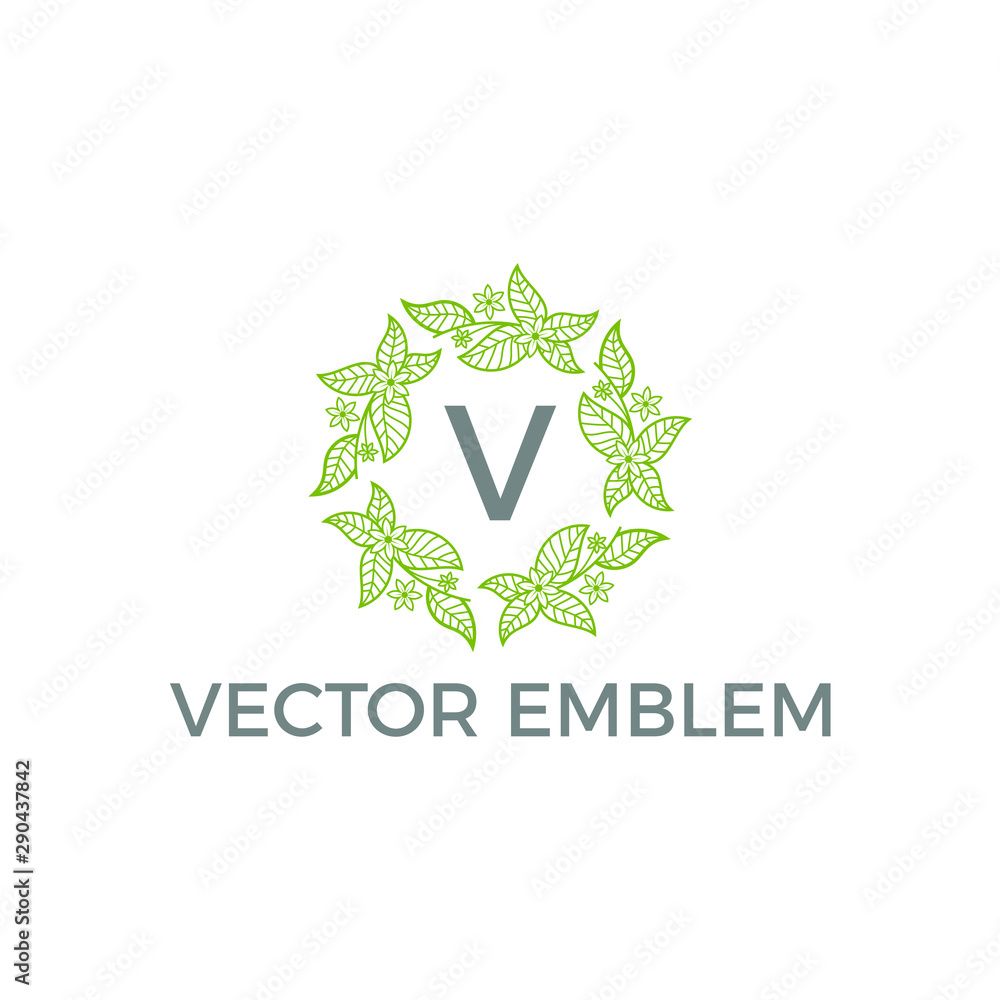 vector emblem natural logo design stock vector