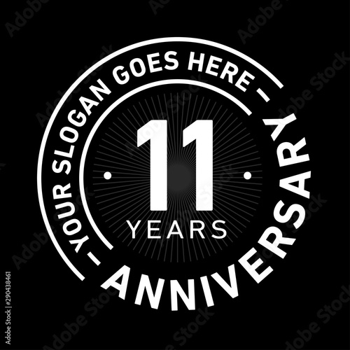 11 years anniversary logo template. Eleven years celebrating logotype. Black and white vector and illustration.