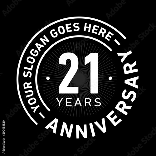 21 years anniversary logo template. Twenty-one years celebrating logotype. Black and white vector and illustration.