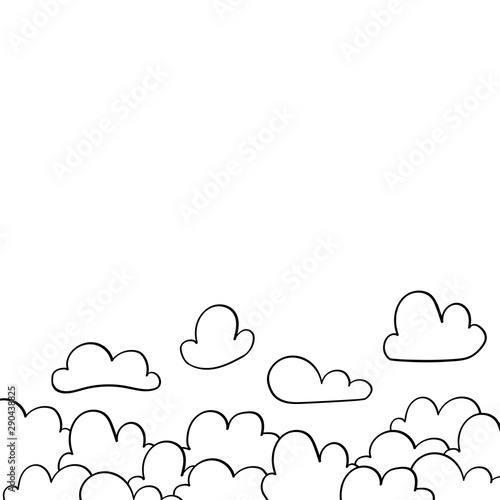 Scandinavian style banner with clouds for nursery design - web, print. Vector illustration