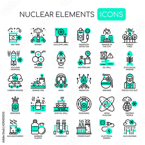 Nuclear Elements , Thin Line and Pixel Perfect Icons.