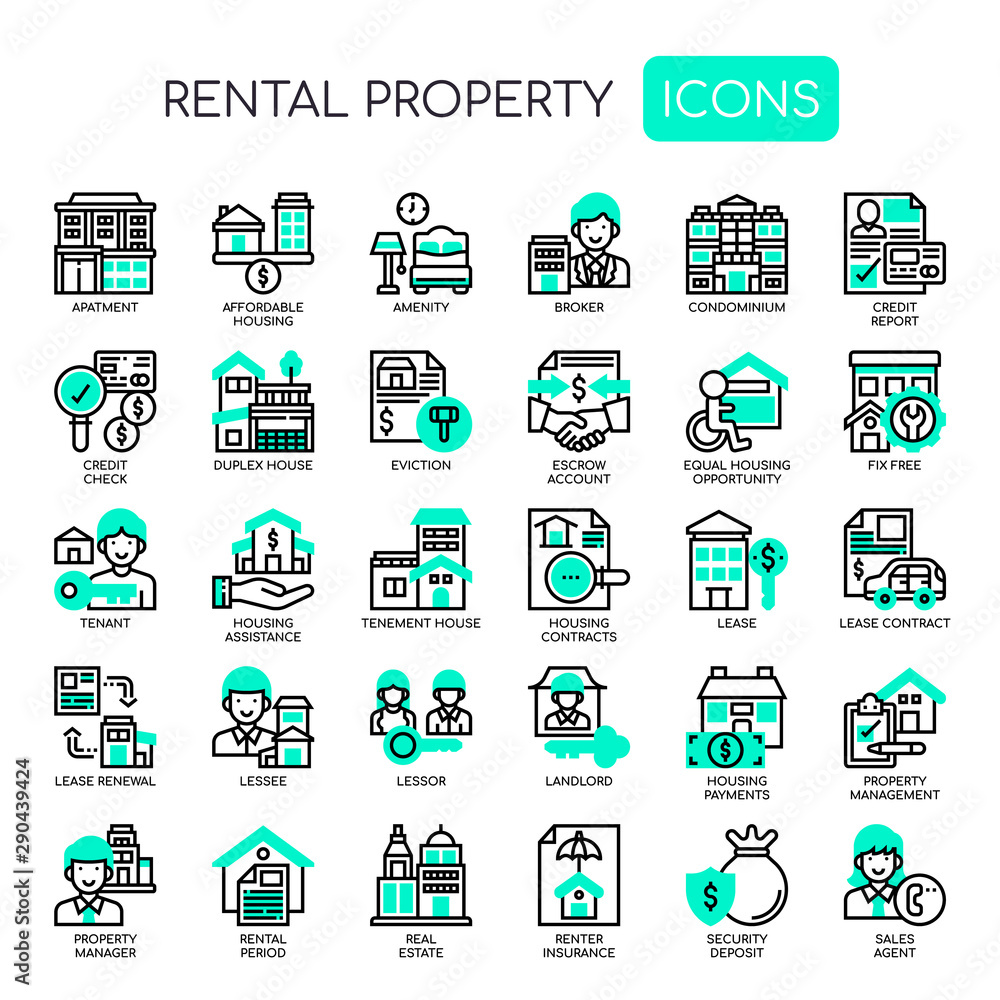 Rental Property Investing , Thin Line and Pixel Perfect Icons Stock ...