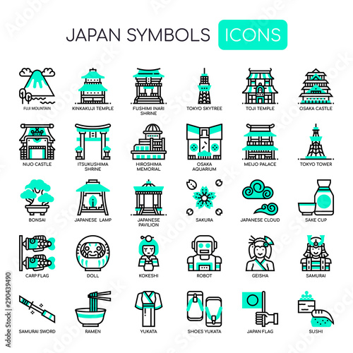Japan Symbols , Thin Line and Pixel Perfect Icons